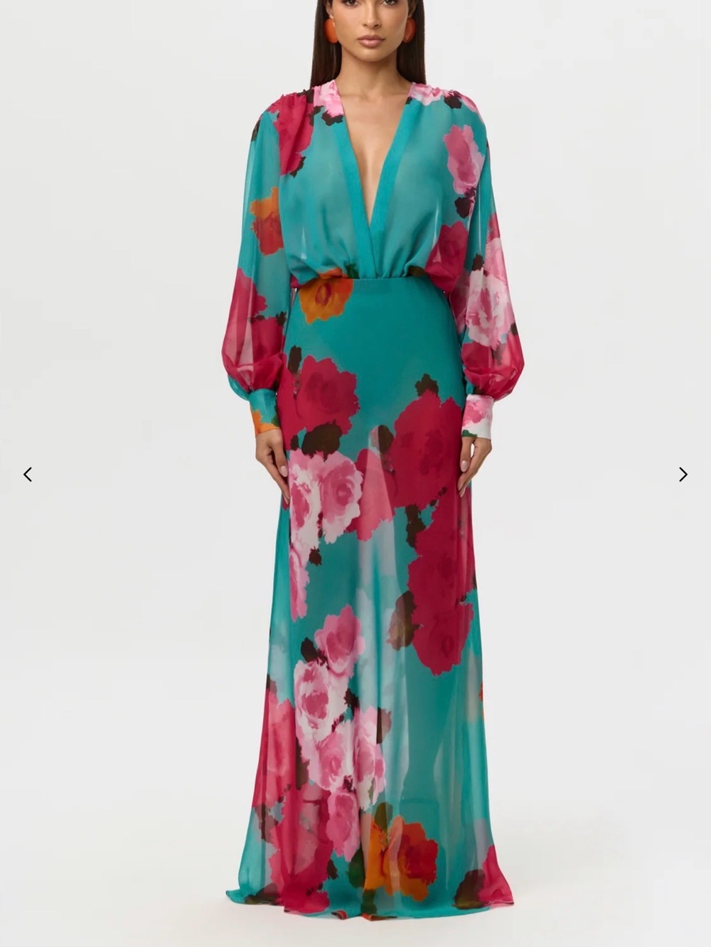 Naked Wardrobe Chiffon Floral Set-Tall Girl Friendly Blouse Small /Skirt Medium